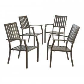 Better Homes & Gardens Camrose Farmhouse Mix and Match Slat-Back Stacking Dining Chairs, Set of 4
